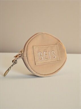 BÉIS Mini Round Cosmetic Pouch Beige Nude